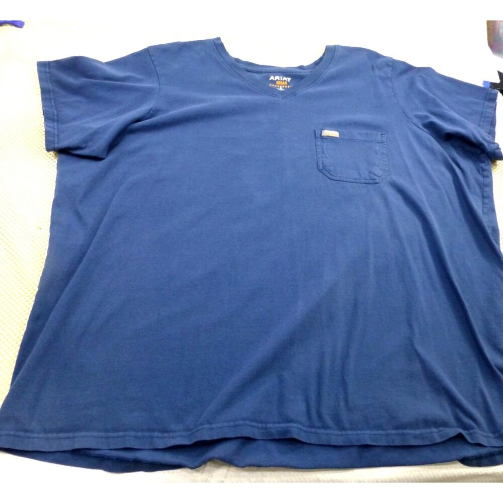Ariat Rebar 3X Navy Blue Work Shirt W/ Pocket & American Flag Back‎ Print